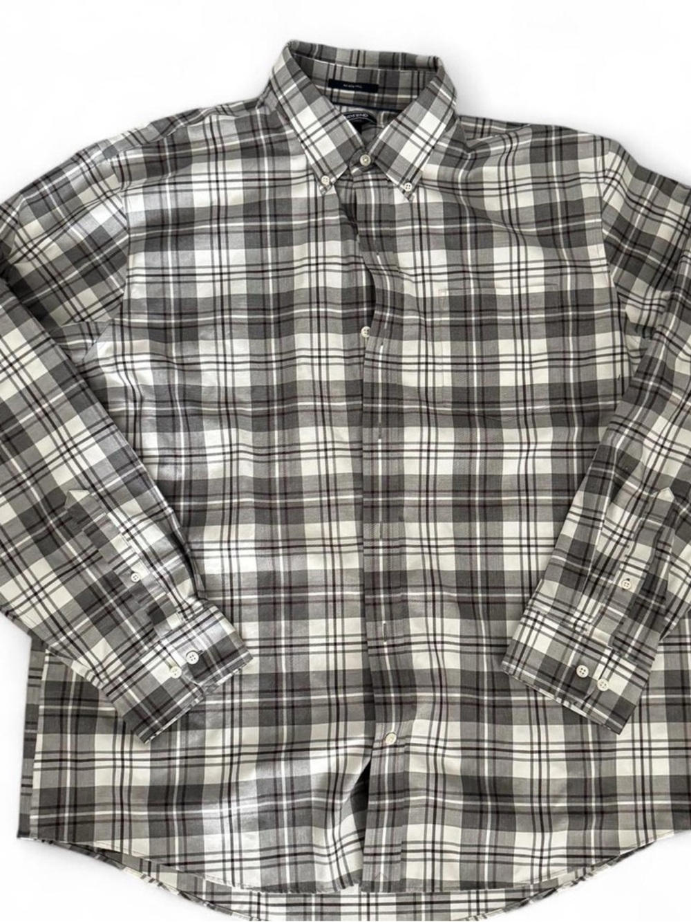 Mens Lands End Striped Flannel 
Pattern Business Casual Dress Shirt XL